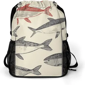 Drawstring Backpack Gym Drawstring Bag for Men With Herring Pattern Draw String Bags Gym Bag Cinch Bag