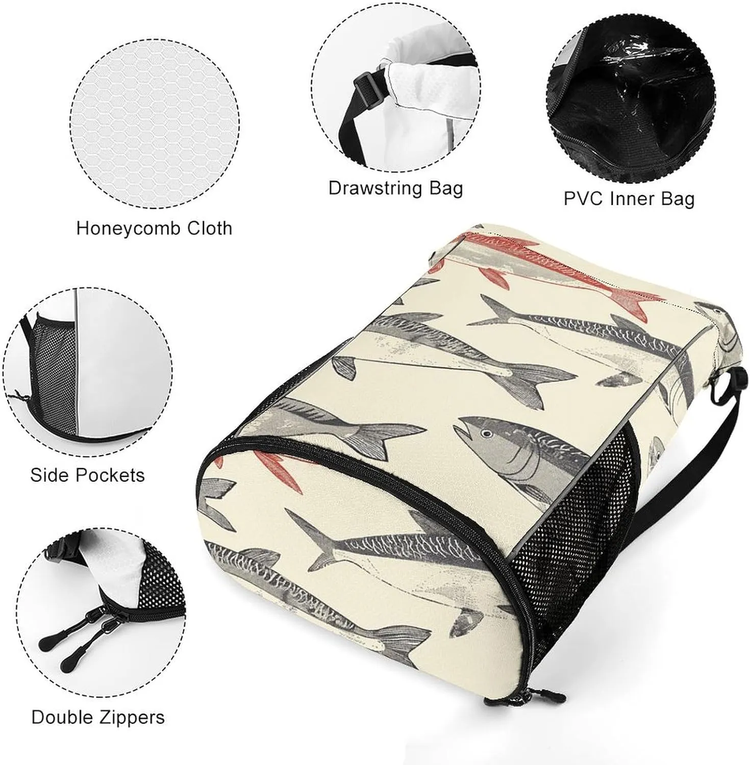 Drawstring Backpack Gym Drawstring Bag for Men With Herring Pattern Draw String Bags Gym Bag Cinch Bag