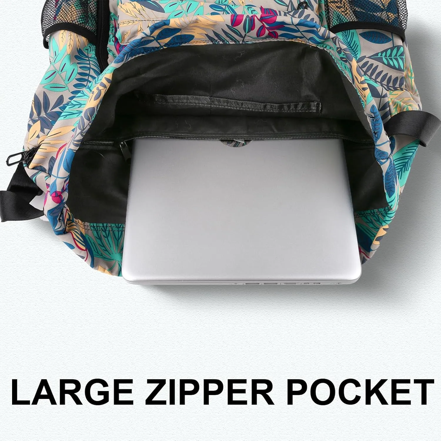 Drawstring Backpack with Mesh Pockets String Gym Bag Sackpack Sandproof Water Resistant Beach Backpack for Men Women
