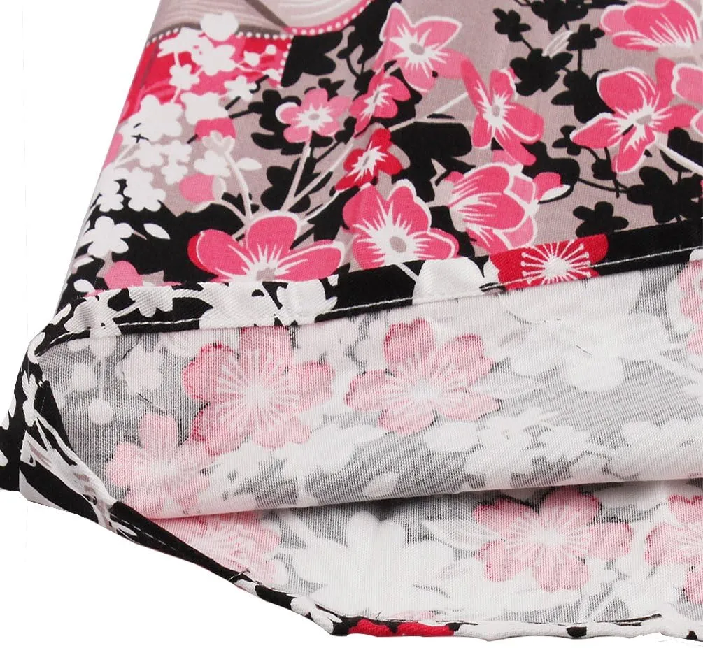Dressever Women's Vintage A-line Printed Pleated Flared Midi Skirts