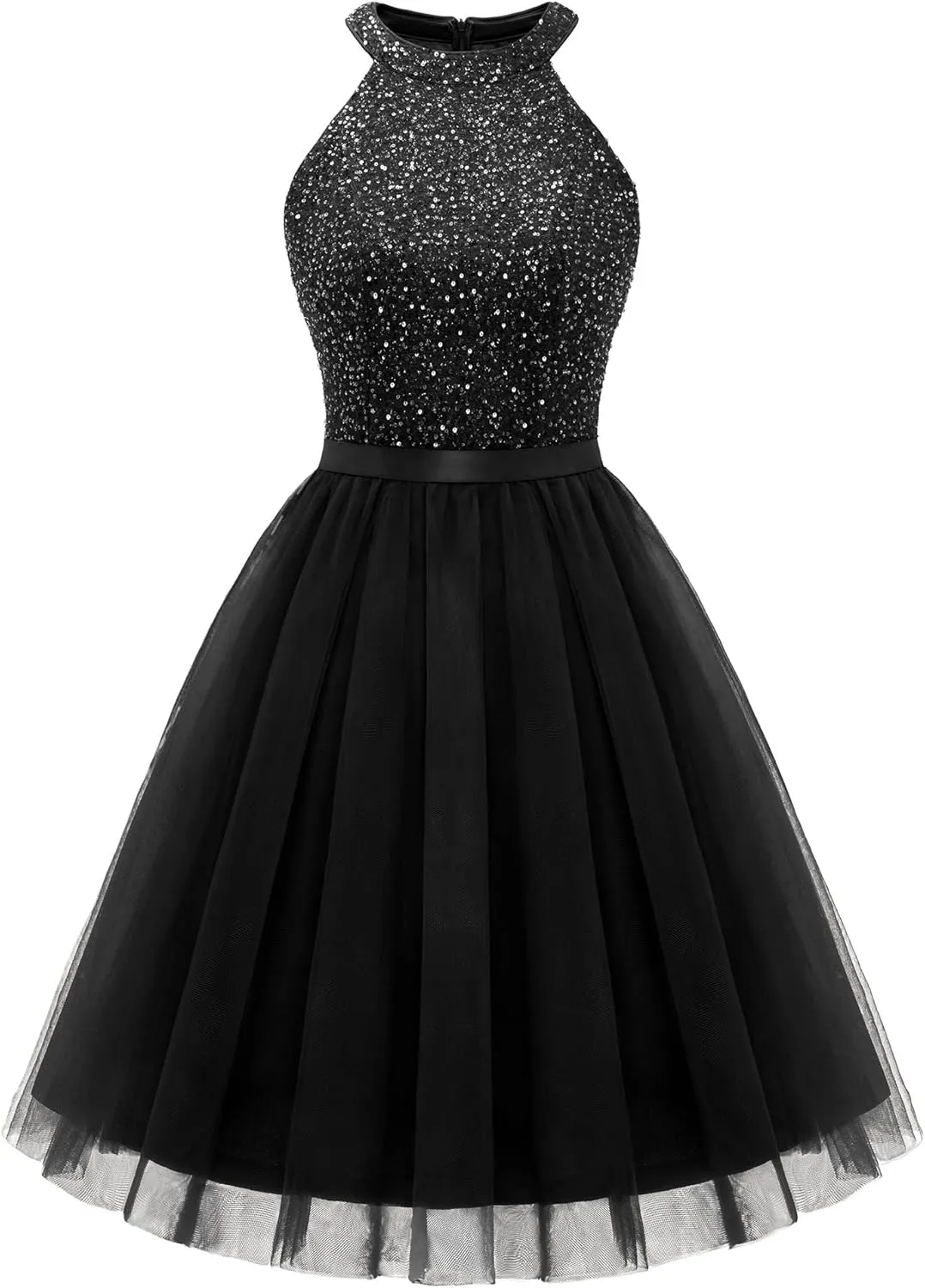 Dressystar Women's Short Halter Cocktail Party Dress Lace Tulle Prom Gown