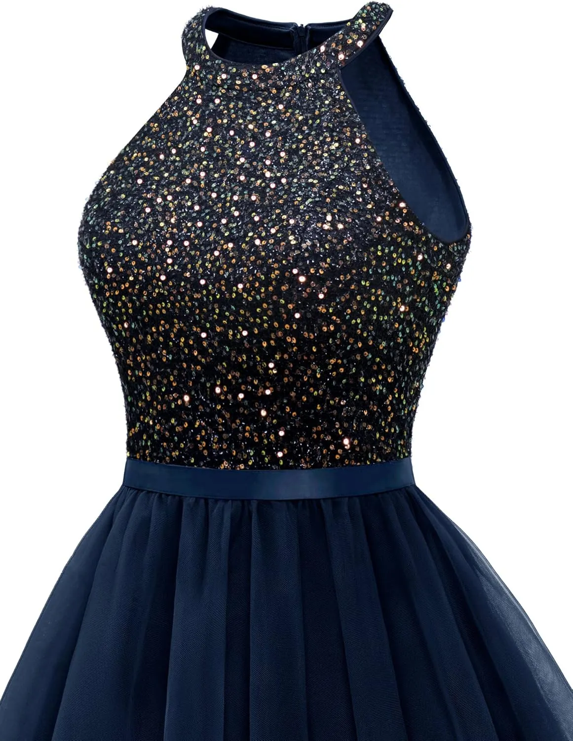 Dressystar Women's Short Halter Cocktail Party Dress Lace Tulle Prom Gown
