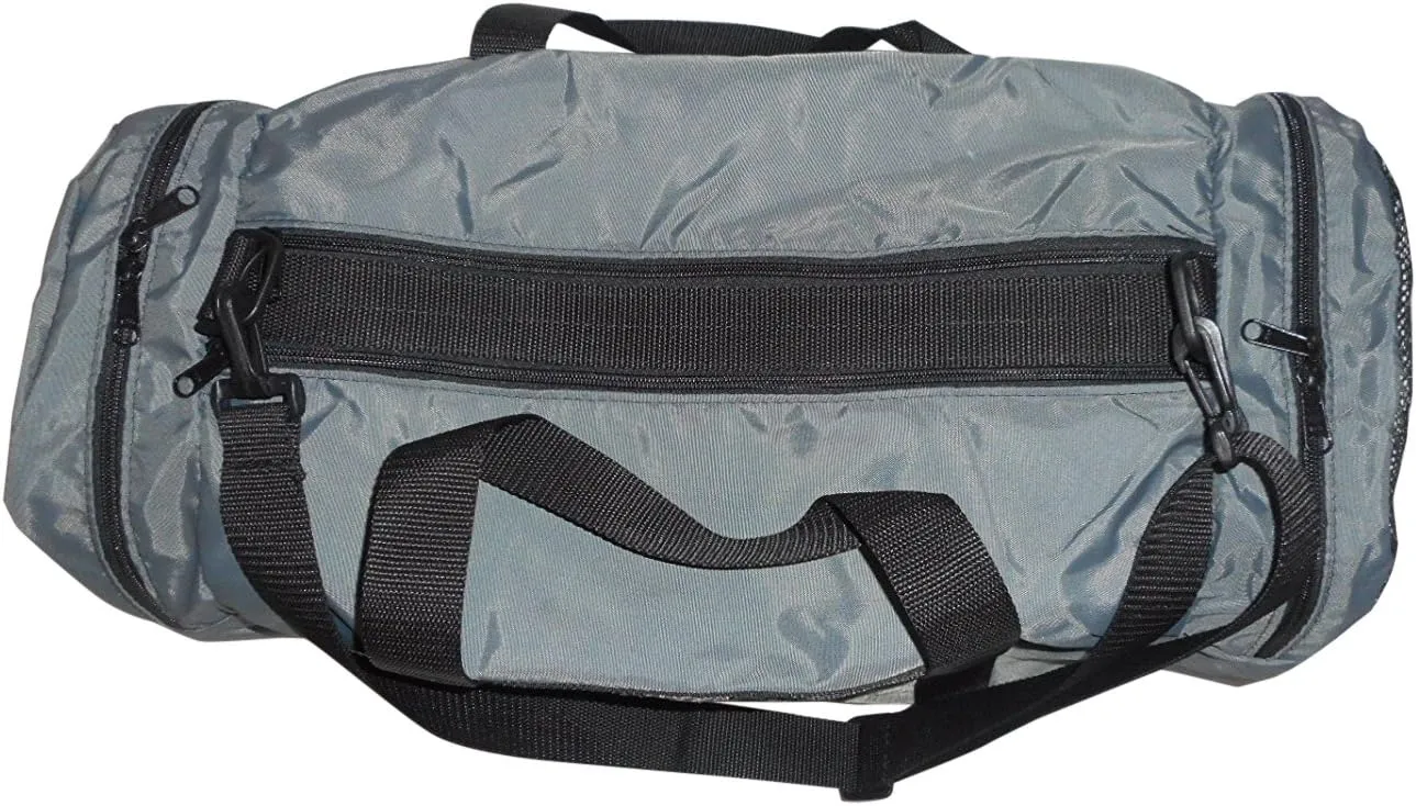 Duffle Bag Wet and Dry with One End Compartment Mesh, Front Pocket Made In USA (Gray)