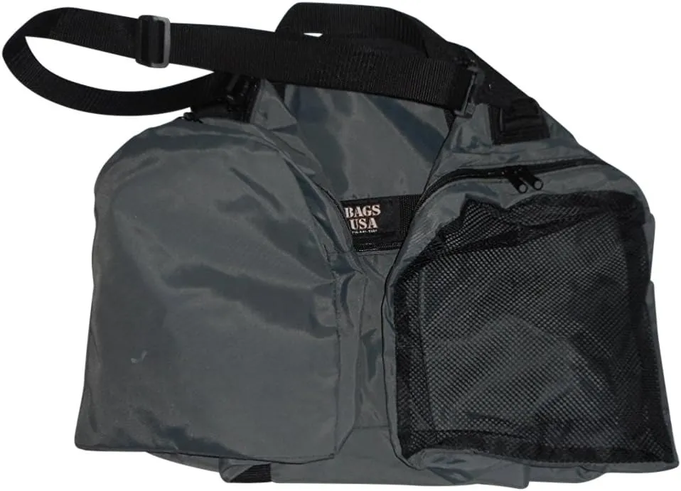 Duffle Bag Wet and Dry with One End Compartment Mesh, Front Pocket Made In USA (Gray)