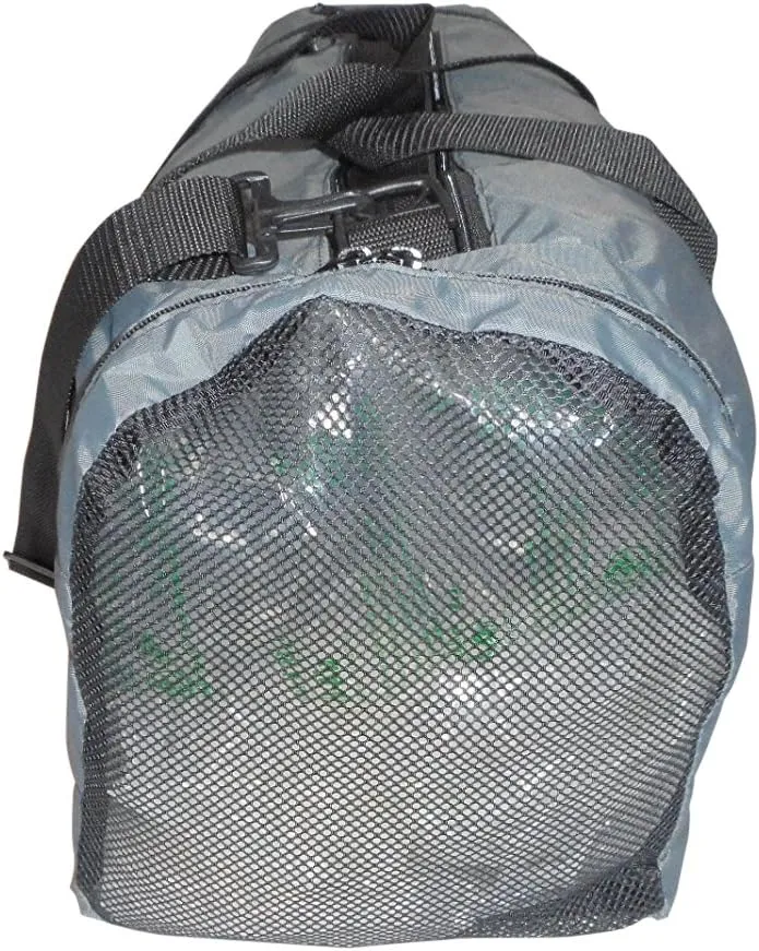 Duffle Bag Wet and Dry with One End Compartment Mesh, Front Pocket Made In USA (Gray)