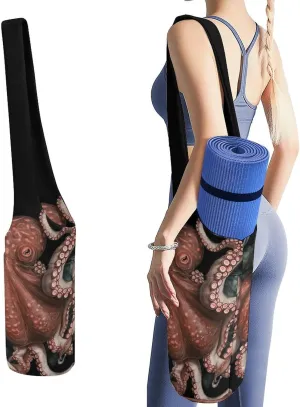 Durable Yoga Mat Carrier Bag with Strap Octopus Intertwined Printed Large Capacity Yoga Mat Storage Bag Portable Gym Bag for Most Yoga Mats Men Women Pilates