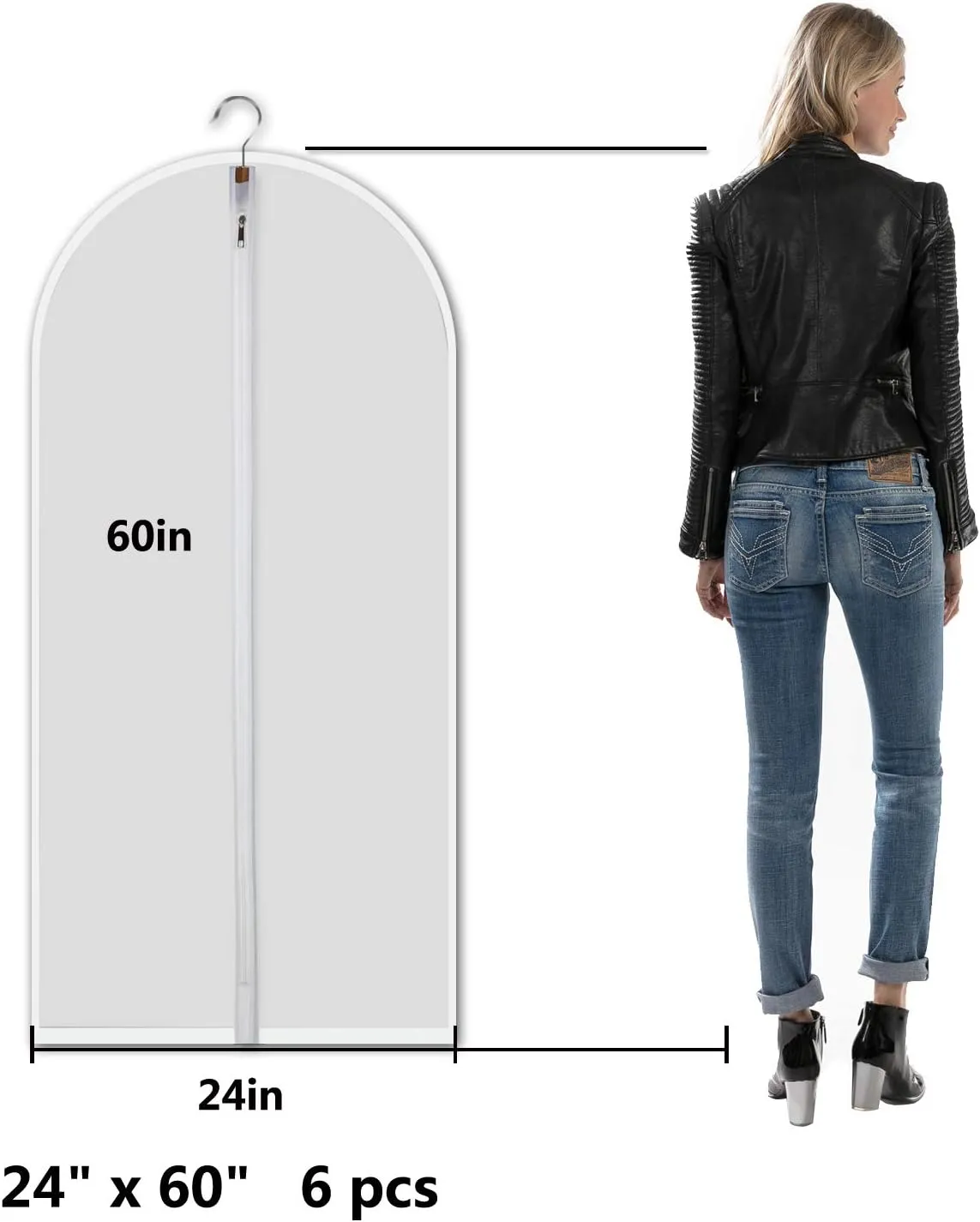dust proof clothing bags - pack of 6 pcs 60 inch large hanging garment bags and cedar balls, for coat, long dress, gowns, and dance costumes