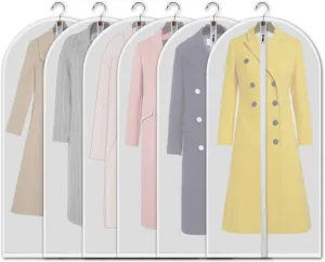 dust proof clothing bags - pack of 6 pcs 60 inch large hanging garment bags and cedar balls, for coat, long dress, gowns, and dance costumes