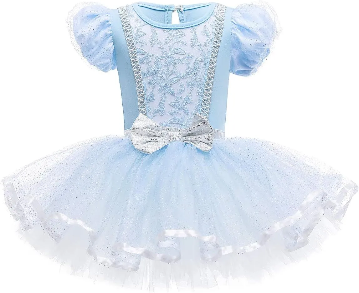 DYMCII Baby Girls Princess Ballet Dress Short Sleeve Leotards Skirted Tutu Dancewear Halloween Christmas Party Fancy Costume