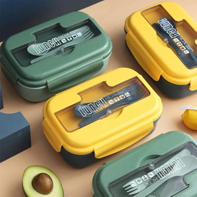 Dynamics DIY Lunch Box Reusable Freezer Safe Food Containers with Spoon for Adults and Kids