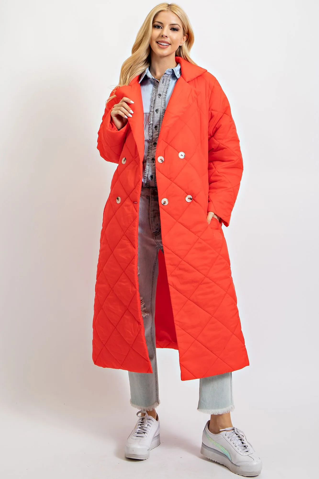 Easel Quilted Long Jacket