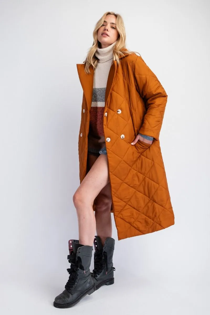 Easel Quilted Long Jacket