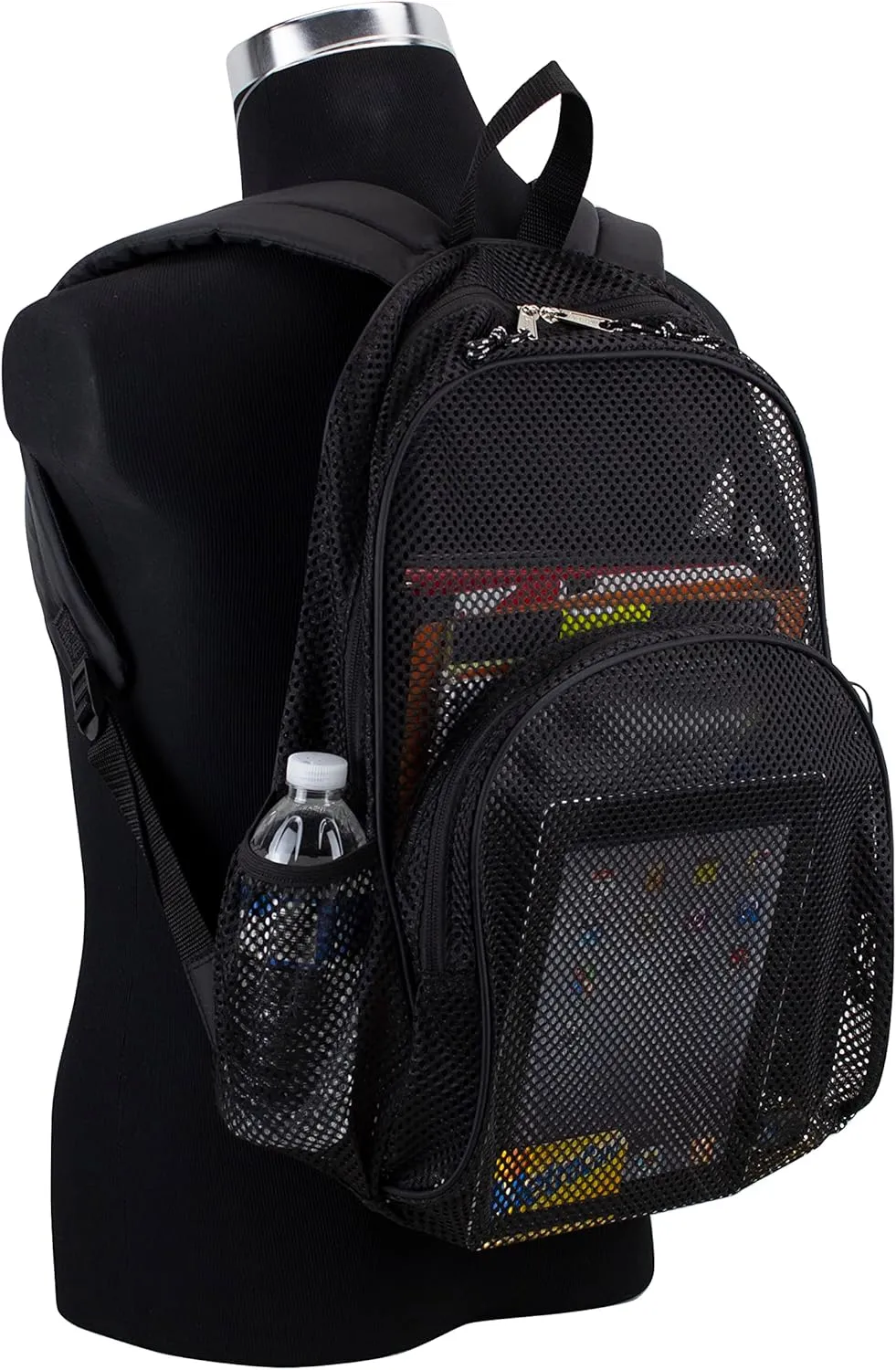 Eastsport Mesh Beach Backpack Lightweight See Through for Travel, College, Swim, Gym Bag, Black