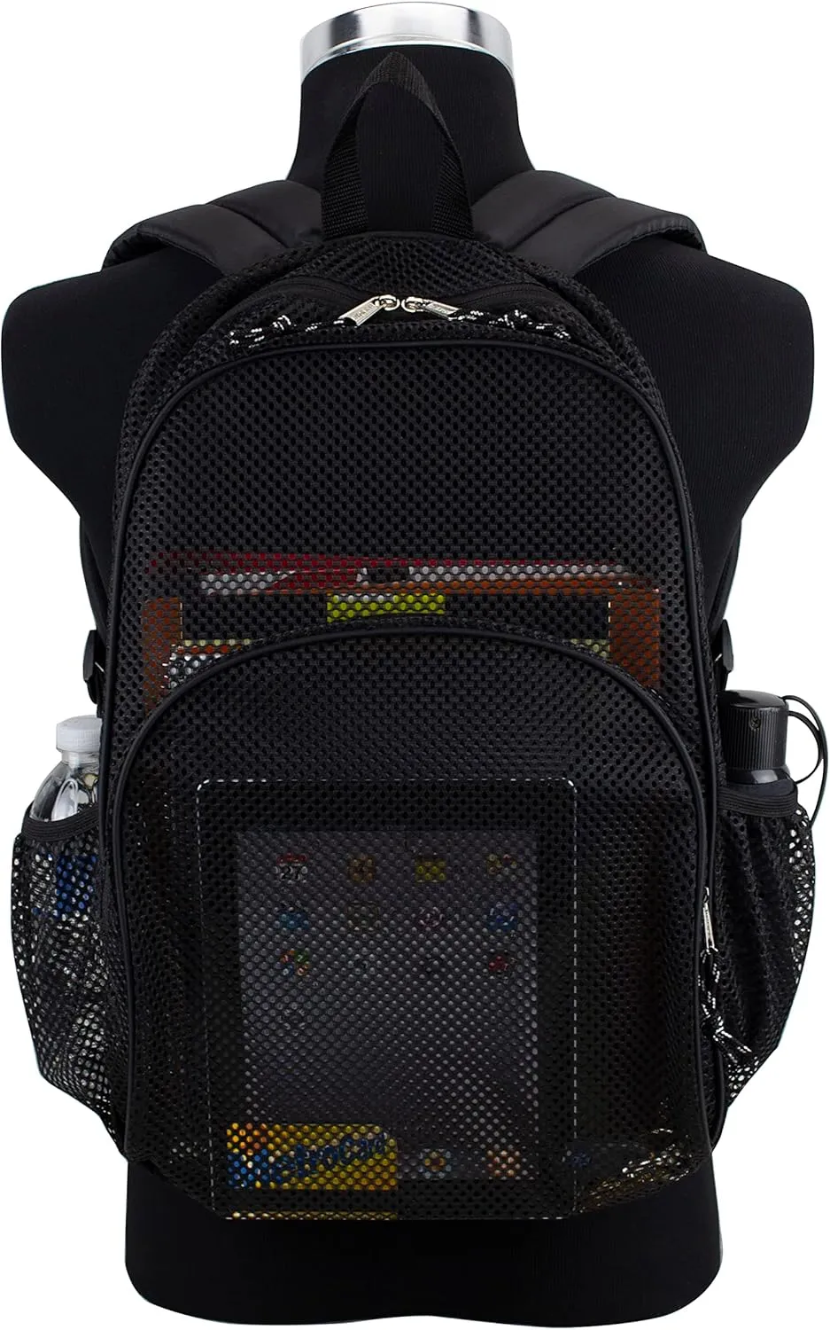 Eastsport Mesh Beach Backpack Lightweight See Through for Travel, College, Swim, Gym Bag, Black