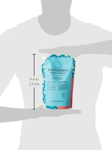Ecoslay Rice Pudding Leave-In Conditioner for Curly & Dry Damaged Hair - Moisturizer & Detangler, Strengthens Fine Hair, Men & Women, 16oz