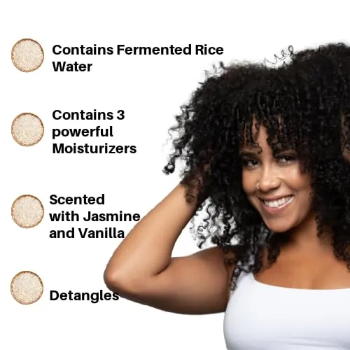 Ecoslay Rice Pudding Leave-In Conditioner for Curly & Dry Damaged Hair - Moisturizer & Detangler, Strengthens Fine Hair, Men & Women, 16oz