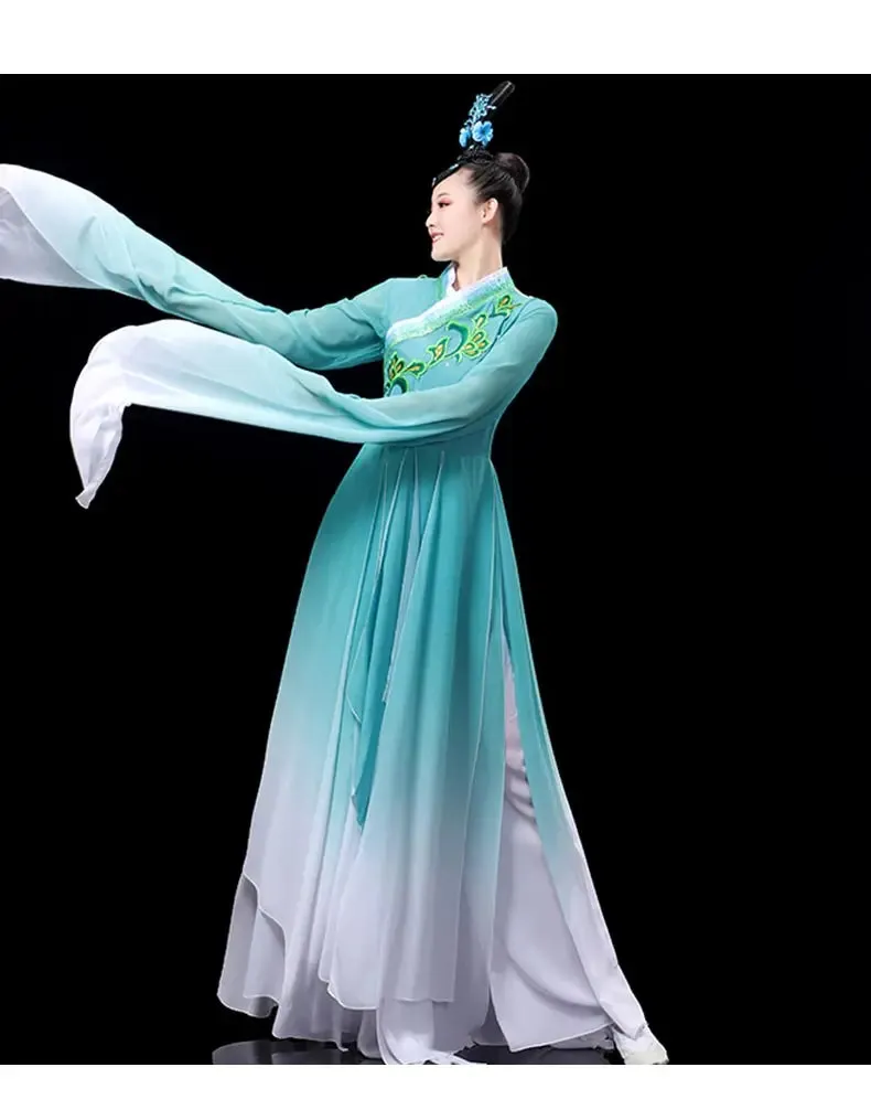 Elegant Red Classical Dance Dress with Fragrant Water Sleeves for Women