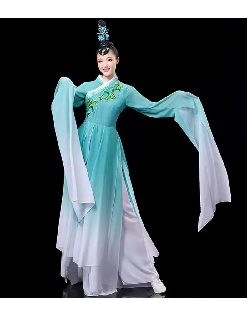 Elegant Red Classical Dance Dress with Fragrant Water Sleeves for Women