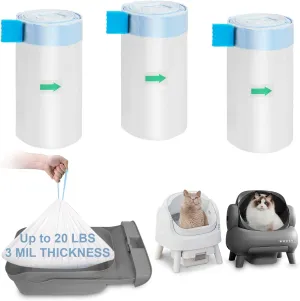 ELEGX 60 Count Litter Box Liners Bags, 3MIL Extra Thick Heavy Duty,27.1" x 12.9" Compatible with Neakasa M1, PetPivot AutoScooper 11 Open-Top Automatic Self-Cleaning Cat Litter Robot Box