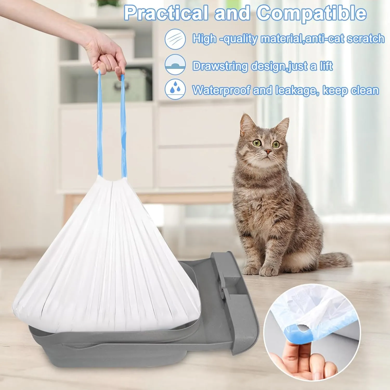 ELEGX 60 Count Litter Box Liners Bags, 3MIL Extra Thick Heavy Duty,27.1" x 12.9" Compatible with Neakasa M1, PetPivot AutoScooper 11 Open-Top Automatic Self-Cleaning Cat Litter Robot Box