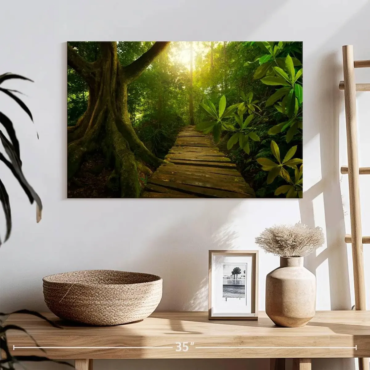 Elephant Stock - Asian Jungle Trail Wall Art - Horizontal Canvas Wall Art - Living Room Wall Decor - Photography Nature Canvas Art - Green And Brown Decor - 24" x 16"