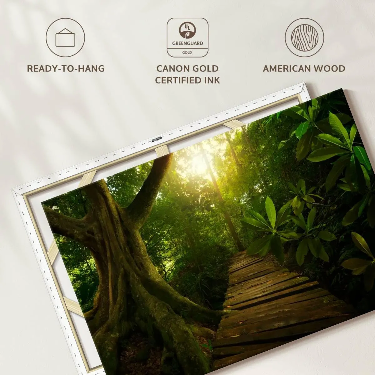 Elephant Stock - Asian Jungle Trail Wall Art - Horizontal Canvas Wall Art - Living Room Wall Decor - Photography Nature Canvas Art - Green And Brown Decor - 24" x 16"