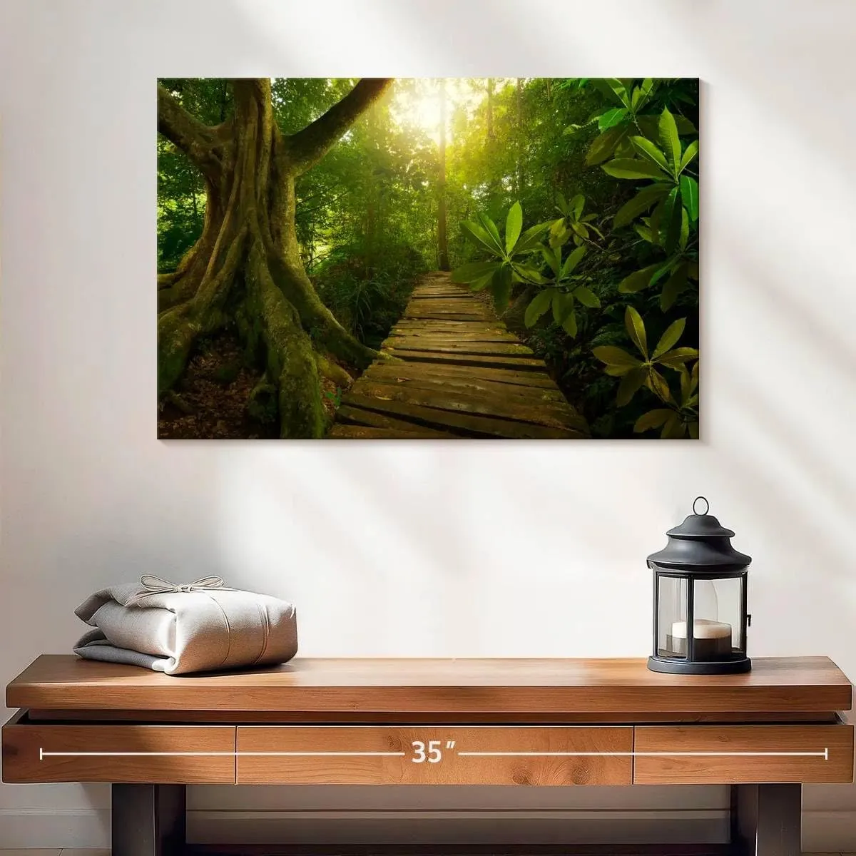 Elephant Stock - Asian Jungle Trail Wall Art - Horizontal Canvas Wall Art - Living Room Wall Decor - Photography Nature Canvas Art - Green And Brown Decor - 24" x 16"