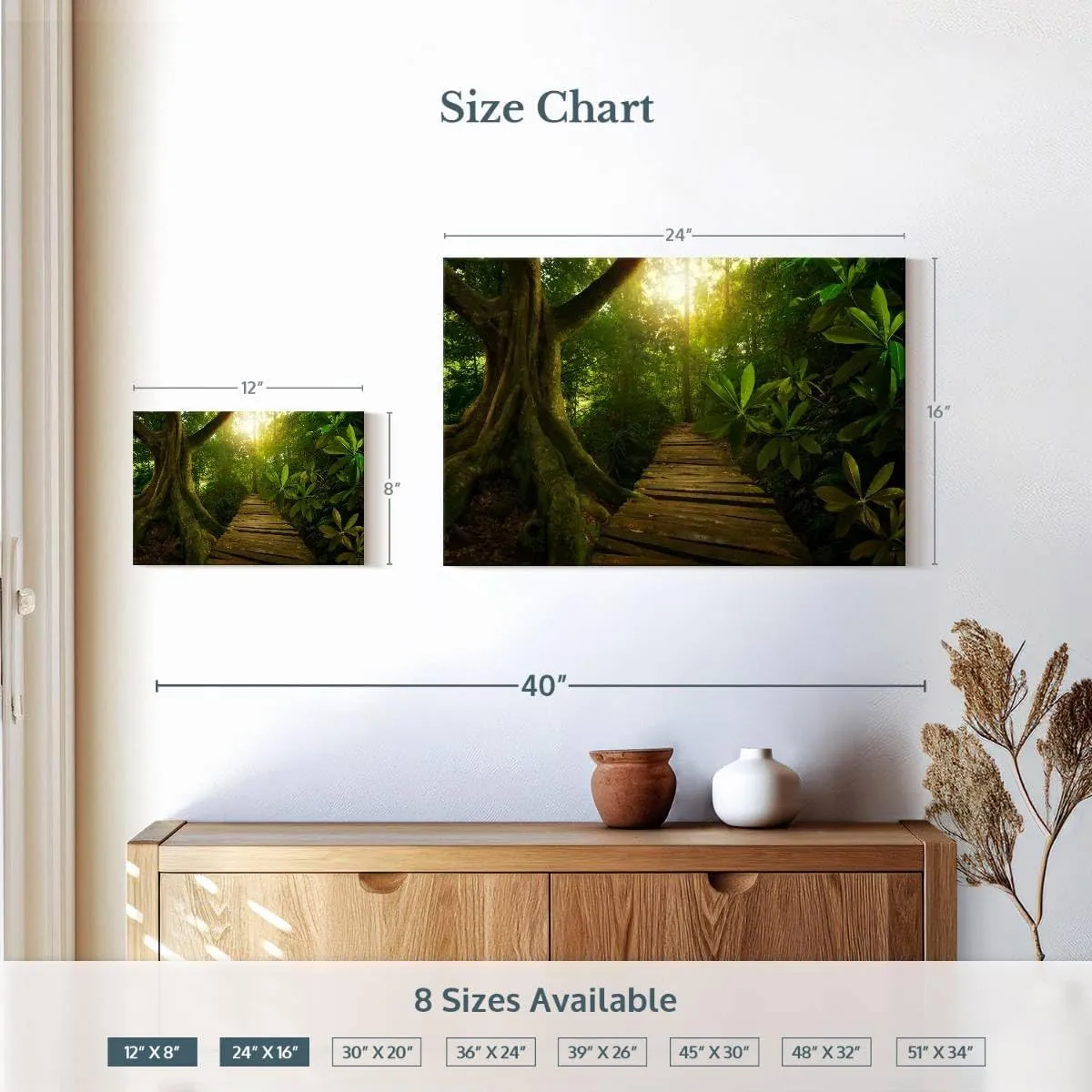 Elephant Stock - Asian Jungle Trail Wall Art - Horizontal Canvas Wall Art - Living Room Wall Decor - Photography Nature Canvas Art - Green And Brown Decor - 24" x 16"