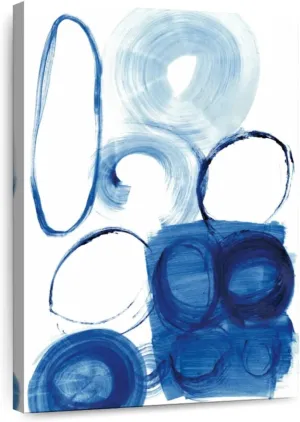 Elephant Stock - Blue Circle Study I Wall Art - Vertical Canvas Wall Art - Living Room Wall Decor - Painting Strokes And Lines Canvas Art - Blue And White Decor by Jodi Fuchs - 8" x 12"