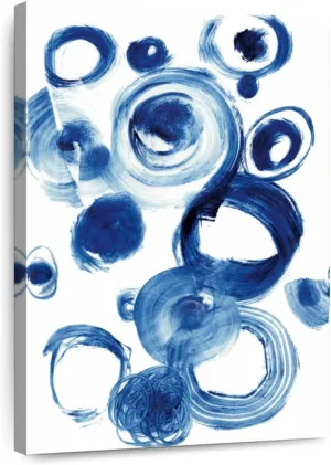 Elephant Stock - Blue Circle Study IV Wall Art - Vertical Canvas Wall Art - Living Room Wall Decor - Painting Strokes And Lines Canvas Art - Blue And White Decor by Jodi Fuchs - 8" x 12"