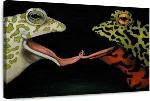 Elephant Stock - Horny Toads I Wall Art - Horizontal Canvas Wall Art - Living Room Wall Decor - Painting Funny Animal Canvas Art - Black And Green Decor by Leah Saulnier - 36" x 24"