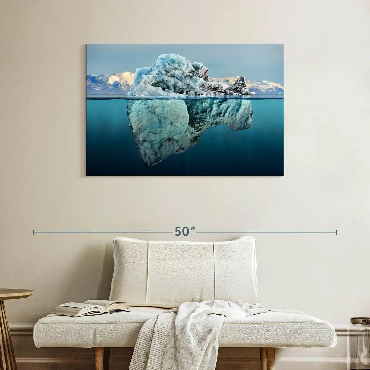 Elephant Stock - Iceberg Seascape Wall Art - Horizontal Canvas Wall Art - Living Room Wall Decor - Photography Beach Canvas Art - Black And Blue Decor - 39" x 26"