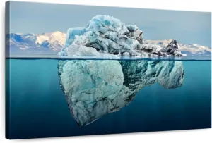 Elephant Stock - Iceberg Seascape Wall Art - Horizontal Canvas Wall Art - Living Room Wall Decor - Photography Beach Canvas Art - Black And Blue Decor - 39" x 26"