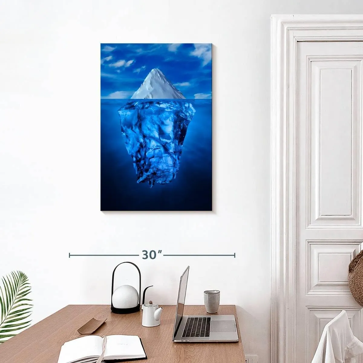 Elephant Stock - Iceberg Water Line Wall Art - Vertical Canvas Wall Art - Living Room Wall Decor - Photography Nature Canvas Art - Blue And Decor - 20" x 30"