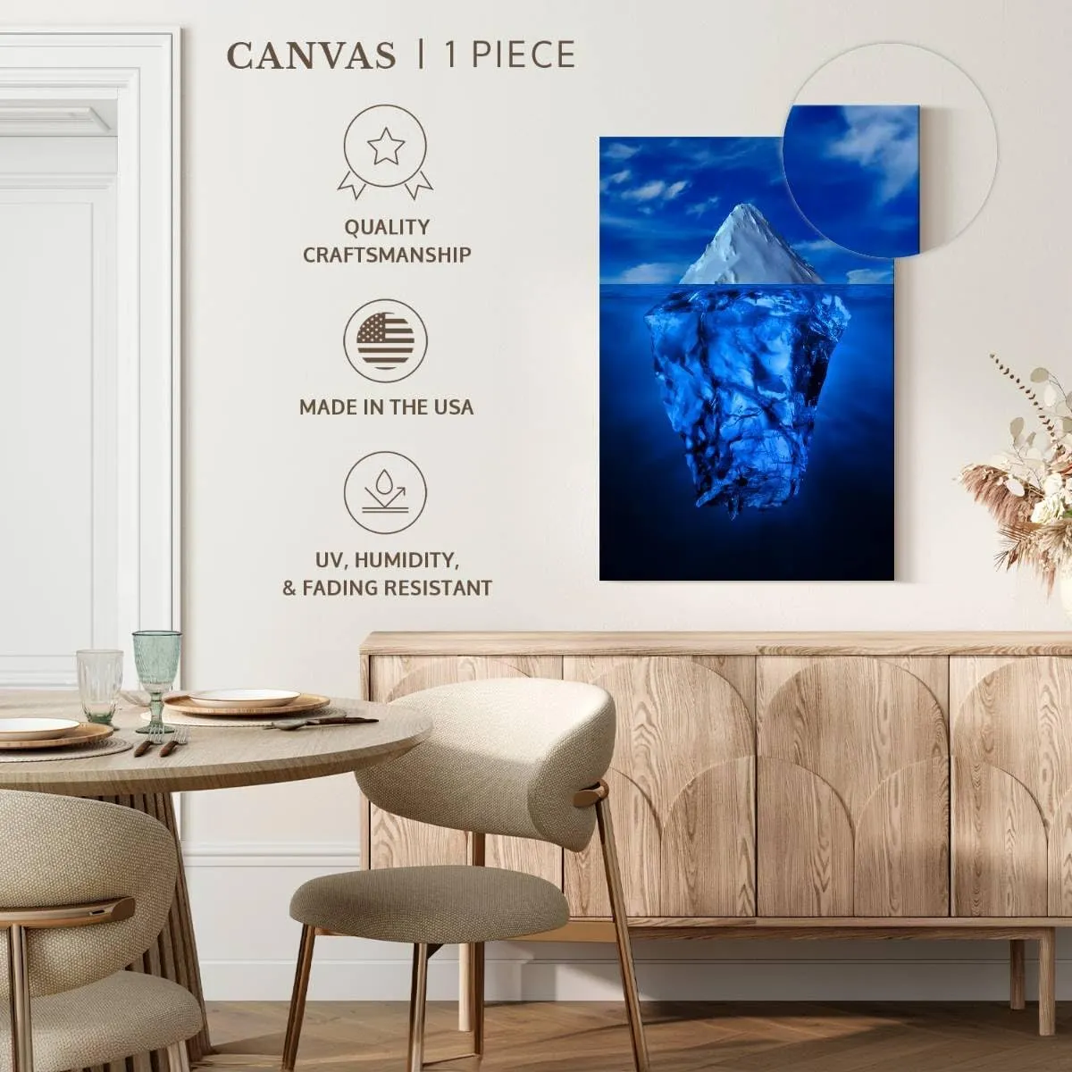 Elephant Stock - Iceberg Water Line Wall Art - Vertical Canvas Wall Art - Living Room Wall Decor - Photography Nature Canvas Art - Blue And Decor - 20" x 30"