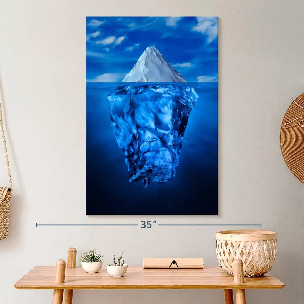 Elephant Stock - Iceberg Water Line Wall Art - Vertical Canvas Wall Art - Living Room Wall Decor - Photography Nature Canvas Art - Blue And Decor - 20" x 30"