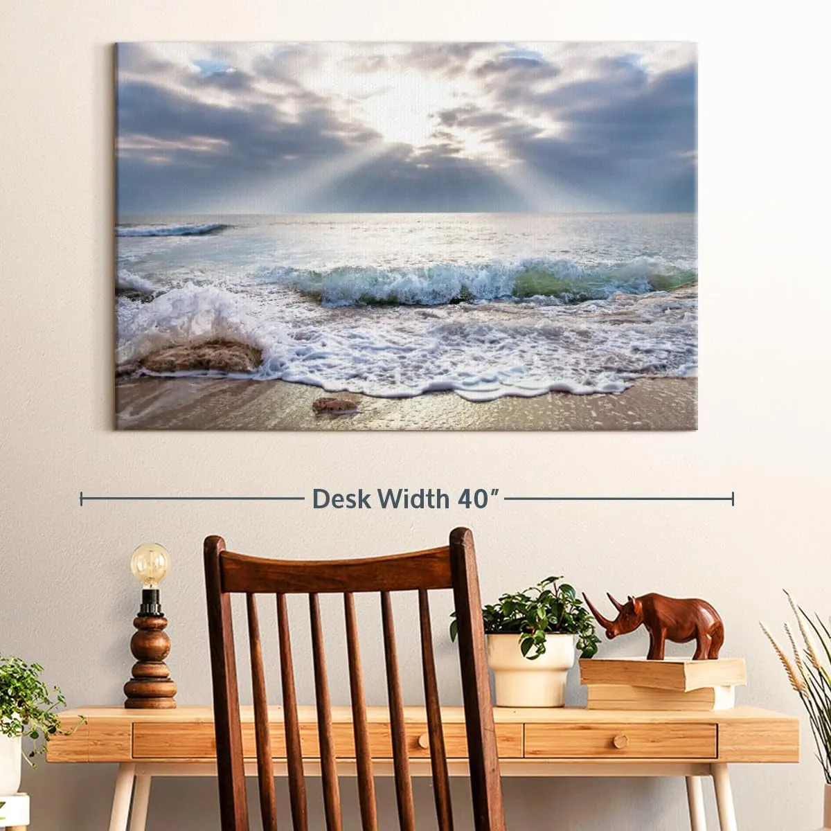 Elephant Stock Sunrise Canvas - 1 Panel Beach Canvas Wall Decor - Scenic Ocean Pictures, Beach Photography Wall Art - 36" X 24