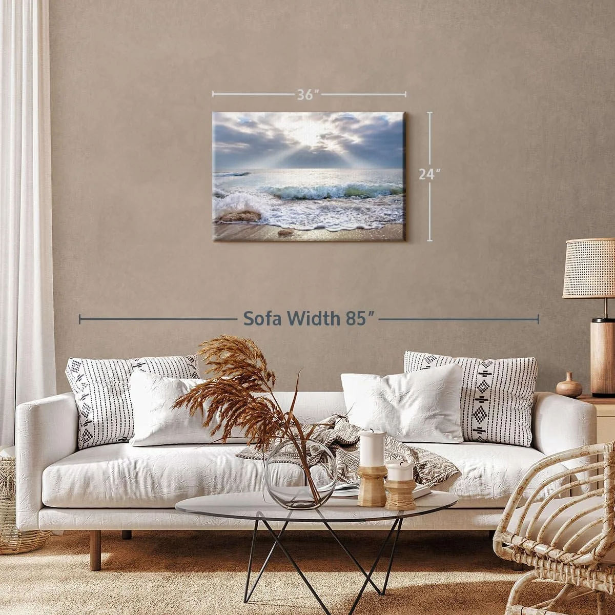Elephant Stock Sunrise Canvas - 1 Panel Beach Canvas Wall Decor - Scenic Ocean Pictures, Beach Photography Wall Art - 36" X 24
