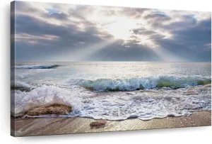 Elephant Stock Sunrise Canvas - 1 Panel Beach Canvas Wall Decor - Scenic Ocean Pictures, Beach Photography Wall Art - 36" X 24