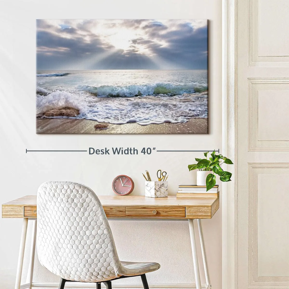 Elephant Stock Sunrise Canvas - 1 Panel Beach Canvas Wall Decor - Scenic Ocean Pictures, Beach Photography Wall Art - 36" X 24