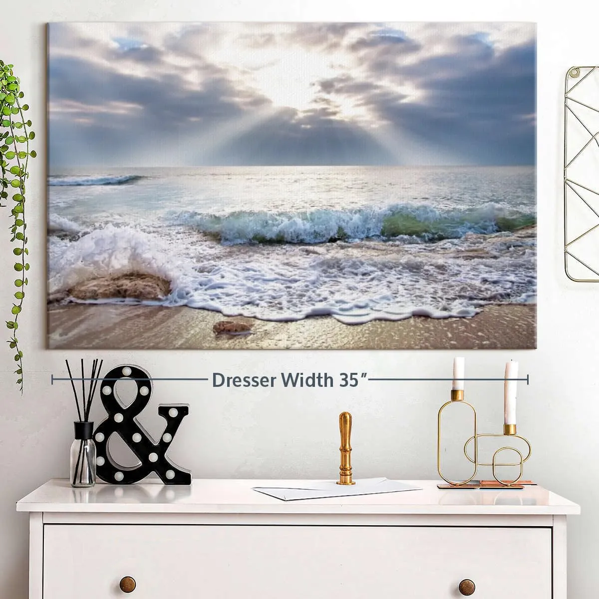 Elephant Stock Sunrise Canvas - 1 Panel Beach Canvas Wall Decor - Scenic Ocean Pictures, Beach Photography Wall Art - 36" X 24