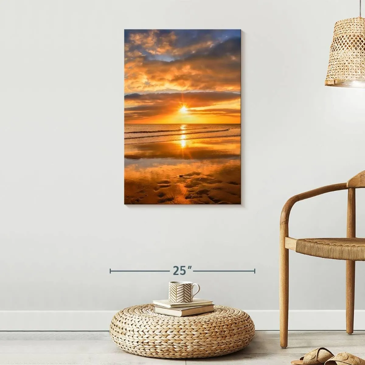 Elephant Stock - Sunset Over The Beach Wall Art - Vertical Canvas Wall Art - Living Room Wall Decor - Photography Beach Sunsets And Sunrises Canvas Art - Orange And Blue Decor by Adrian Campfield - 20" x 30"