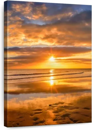 Elephant Stock - Sunset Over The Beach Wall Art - Vertical Canvas Wall Art - Living Room Wall Decor - Photography Beach Sunsets And Sunrises Canvas Art - Orange And Blue Decor by Adrian Campfield - 20" x 30"