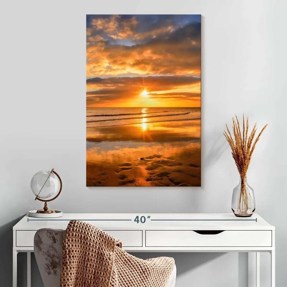 Elephant Stock - Sunset Over The Beach Wall Art - Vertical Canvas Wall Art - Living Room Wall Decor - Photography Beach Sunsets And Sunrises Canvas Art - Orange And Blue Decor by Adrian Campfield - 20" x 30"