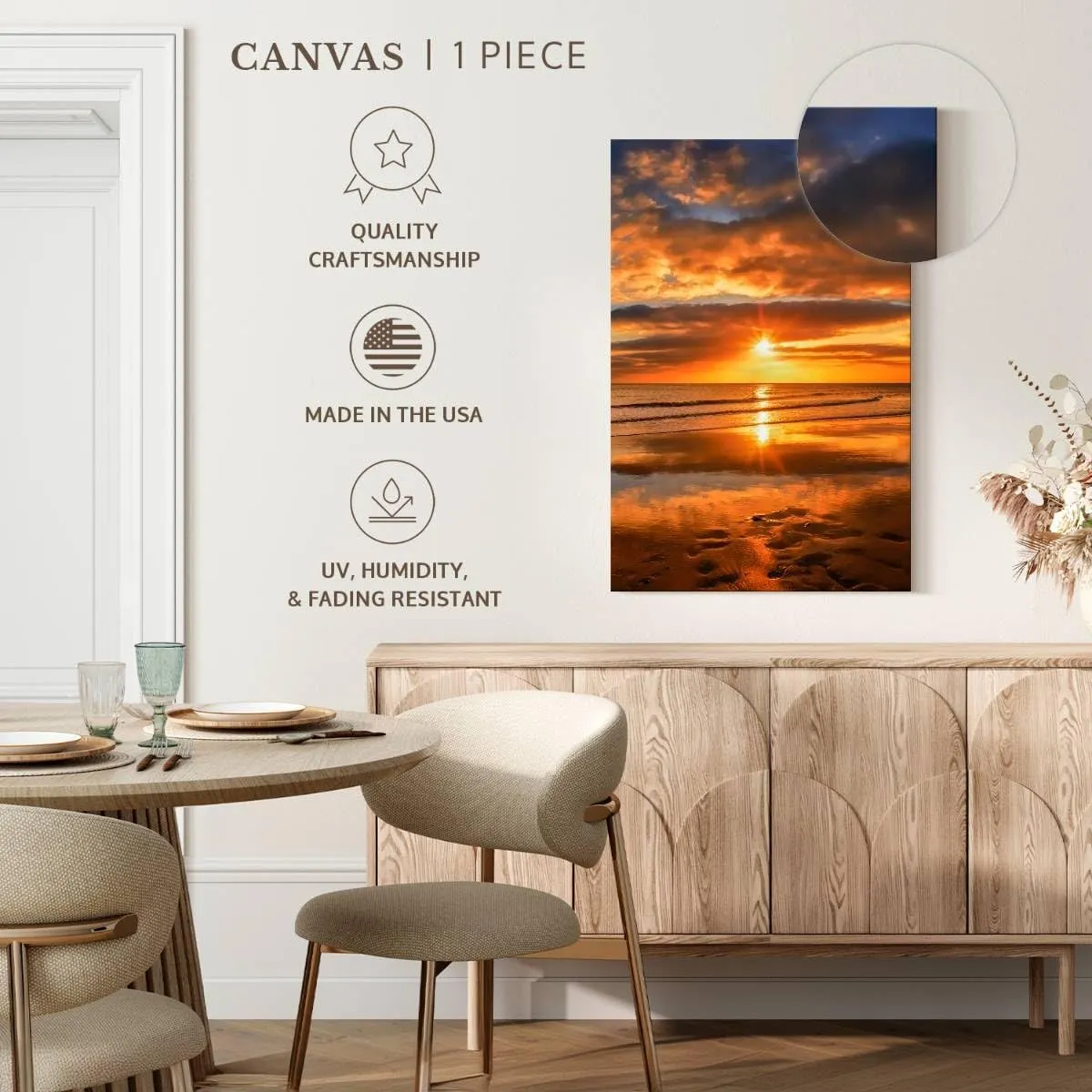 Elephant Stock - Sunset Over The Beach Wall Art - Vertical Canvas Wall Art - Living Room Wall Decor - Photography Beach Sunsets And Sunrises Canvas Art - Orange And Blue Decor by Adrian Campfield - 20" x 30"