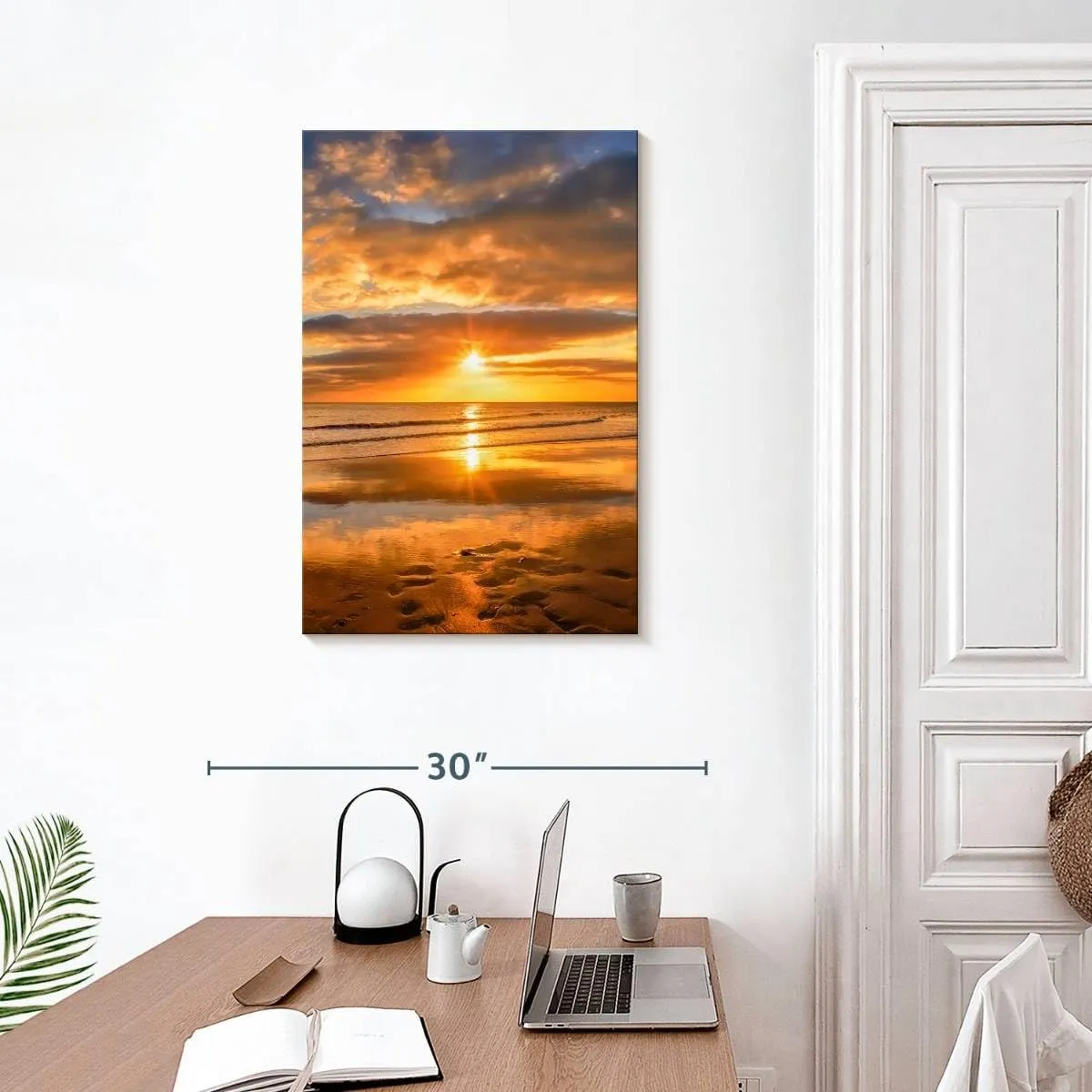Elephant Stock - Sunset Over The Beach Wall Art - Vertical Canvas Wall Art - Living Room Wall Decor - Photography Beach Sunsets And Sunrises Canvas Art - Orange And Blue Decor by Adrian Campfield - 20" x 30"