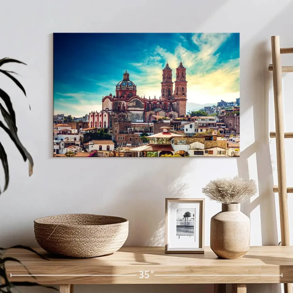 Elephant Stock - Taxco Plaza Wall Art - Horizontal Canvas Wall Art - Living Room Wall Decor - Photography Places Canvas Art - Blue And Brown Decor - 24" x 16"