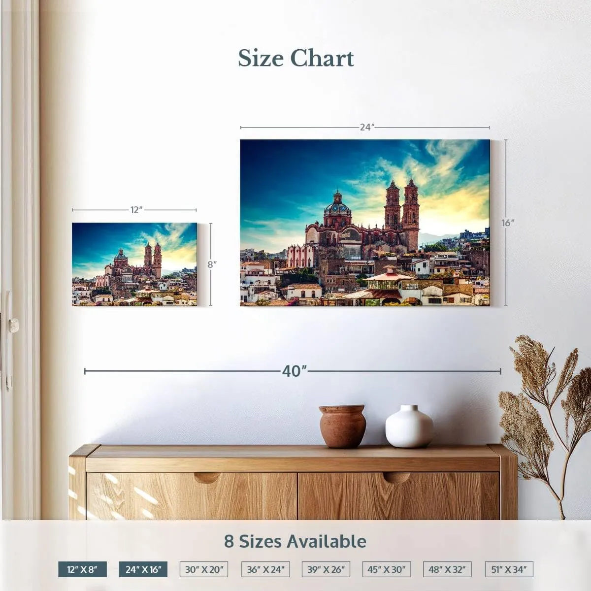 Elephant Stock - Taxco Plaza Wall Art - Horizontal Canvas Wall Art - Living Room Wall Decor - Photography Places Canvas Art - Blue And Brown Decor - 24" x 16"
