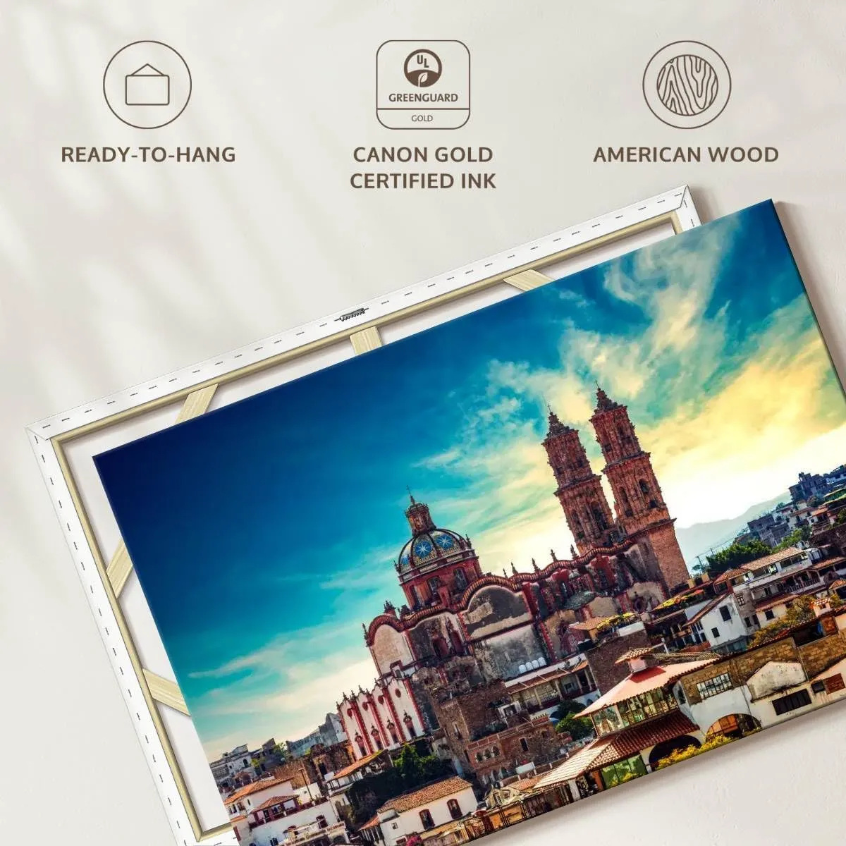 Elephant Stock - Taxco Plaza Wall Art - Horizontal Canvas Wall Art - Living Room Wall Decor - Photography Places Canvas Art - Blue And Brown Decor - 24" x 16"