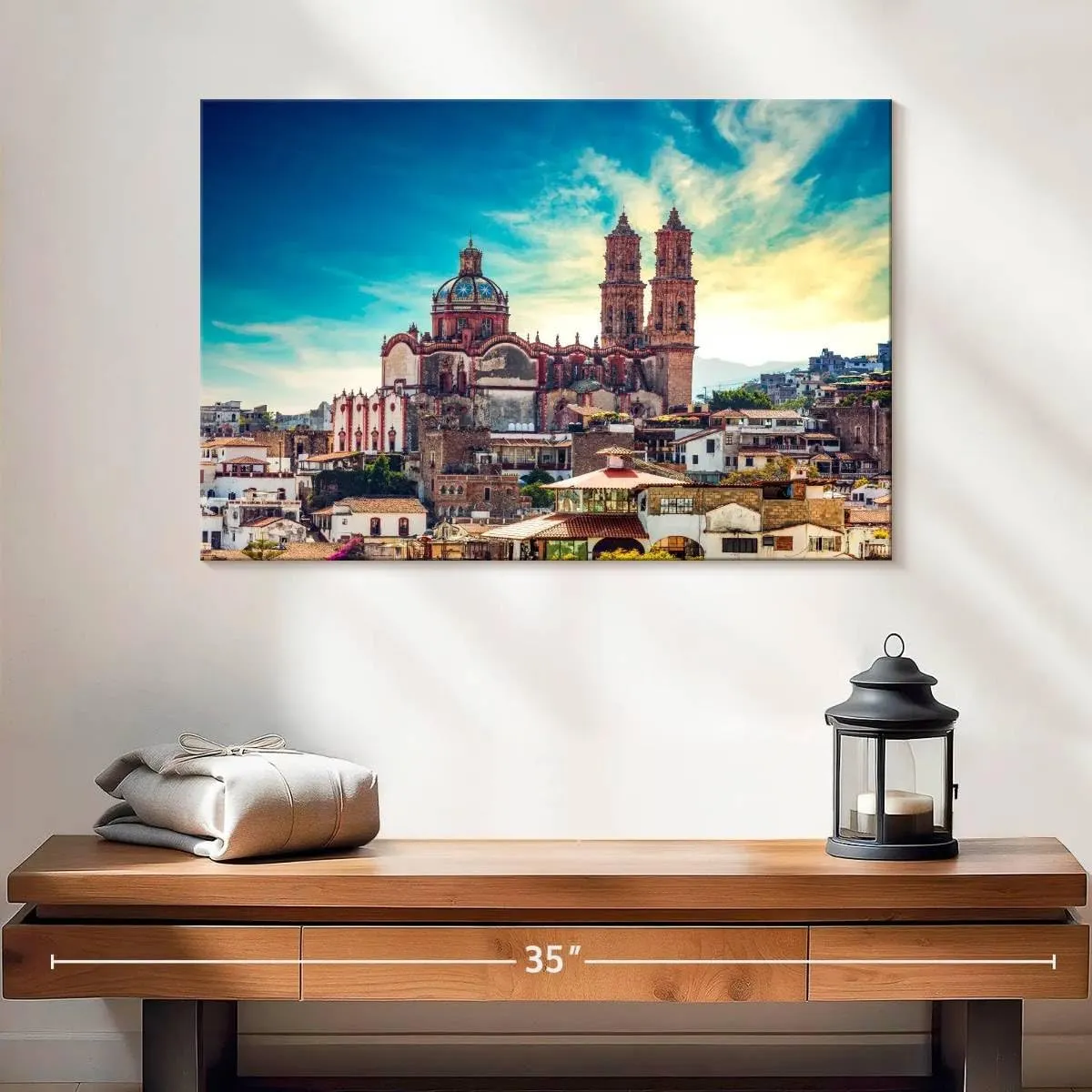 Elephant Stock - Taxco Plaza Wall Art - Horizontal Canvas Wall Art - Living Room Wall Decor - Photography Places Canvas Art - Blue And Brown Decor - 24" x 16"